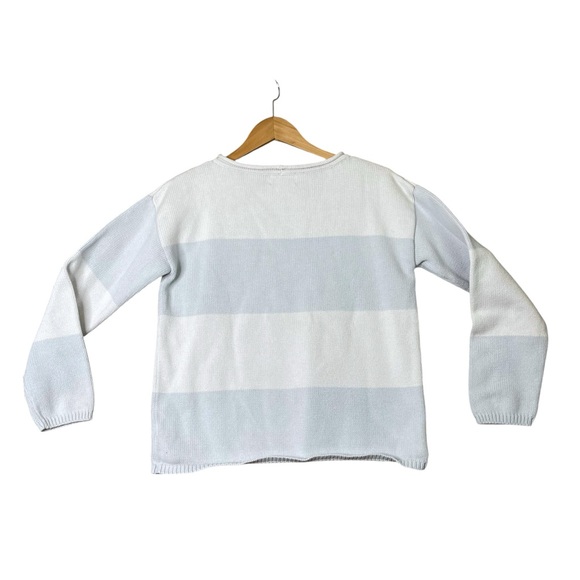Lauren Ralph Lauren Sweater Women M blue White Striped Cable Knit Classic Preppy - Picture 2 of 11